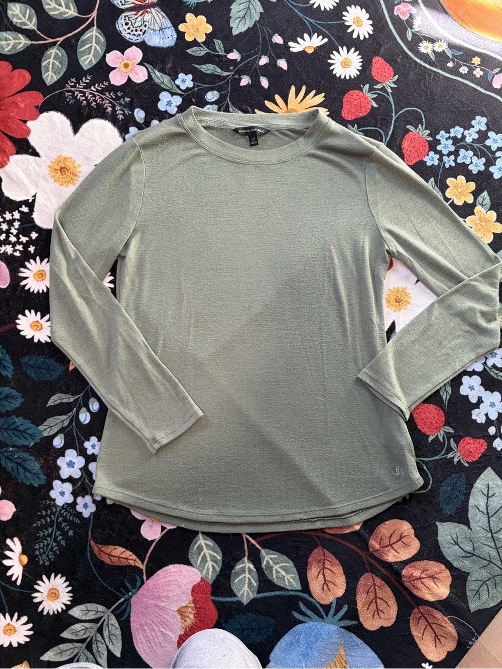 Banana Republic Sage Green Long-Sleeve Crewneck Top